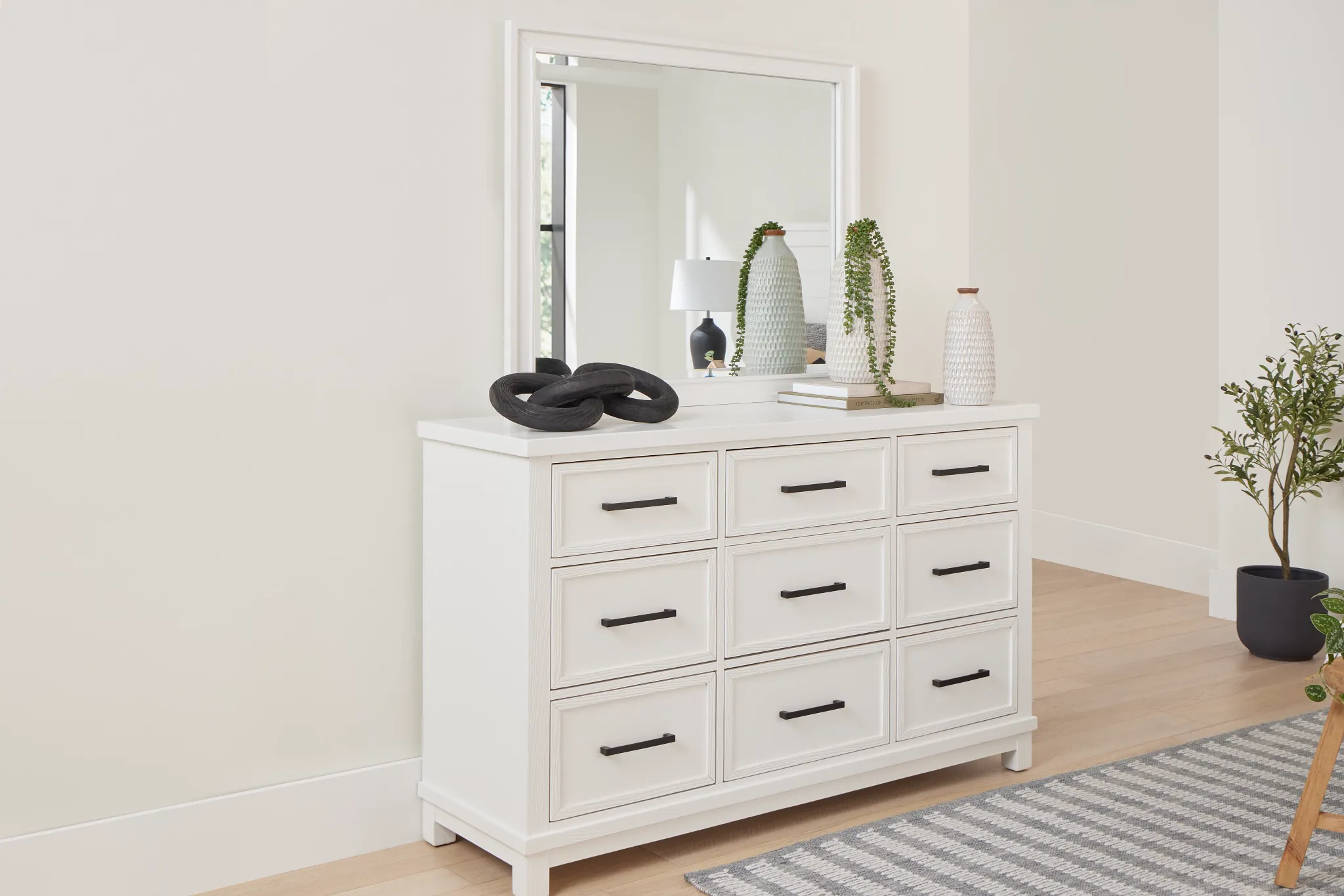 Anton White Dresser & Mirror