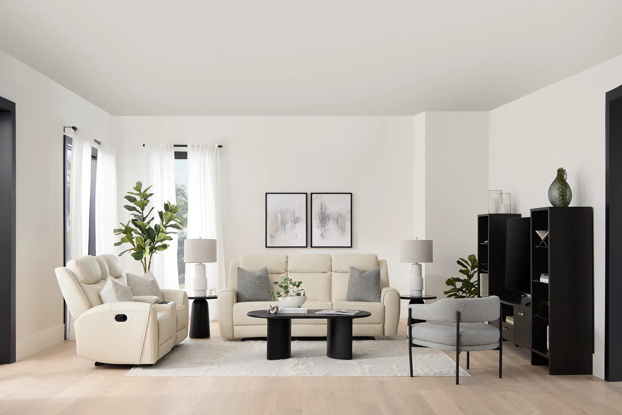 Walker Ivory Lthr/vinyl Reclining Sofa