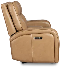 Jasper Light Brown Leather Power Reclining Console Loveseat