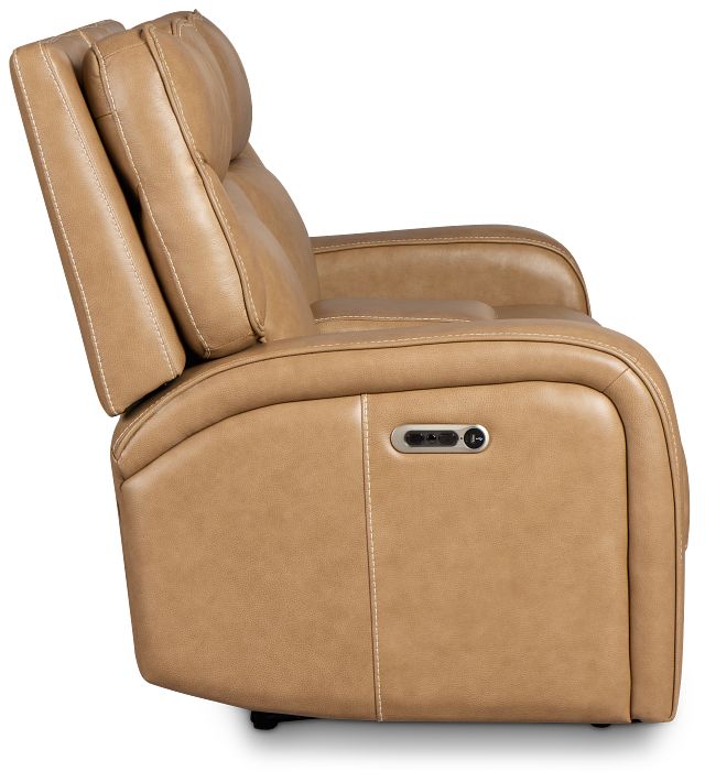 Jasper Light Brown Leather Power Reclining Console Loveseat