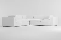 Destin Revenue White Fabric 5-piece Modular Sectional