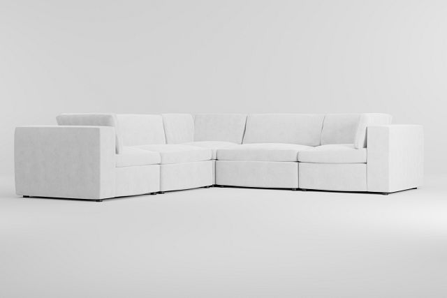 Destin Revenue White Fabric 5-piece Modular Sectional