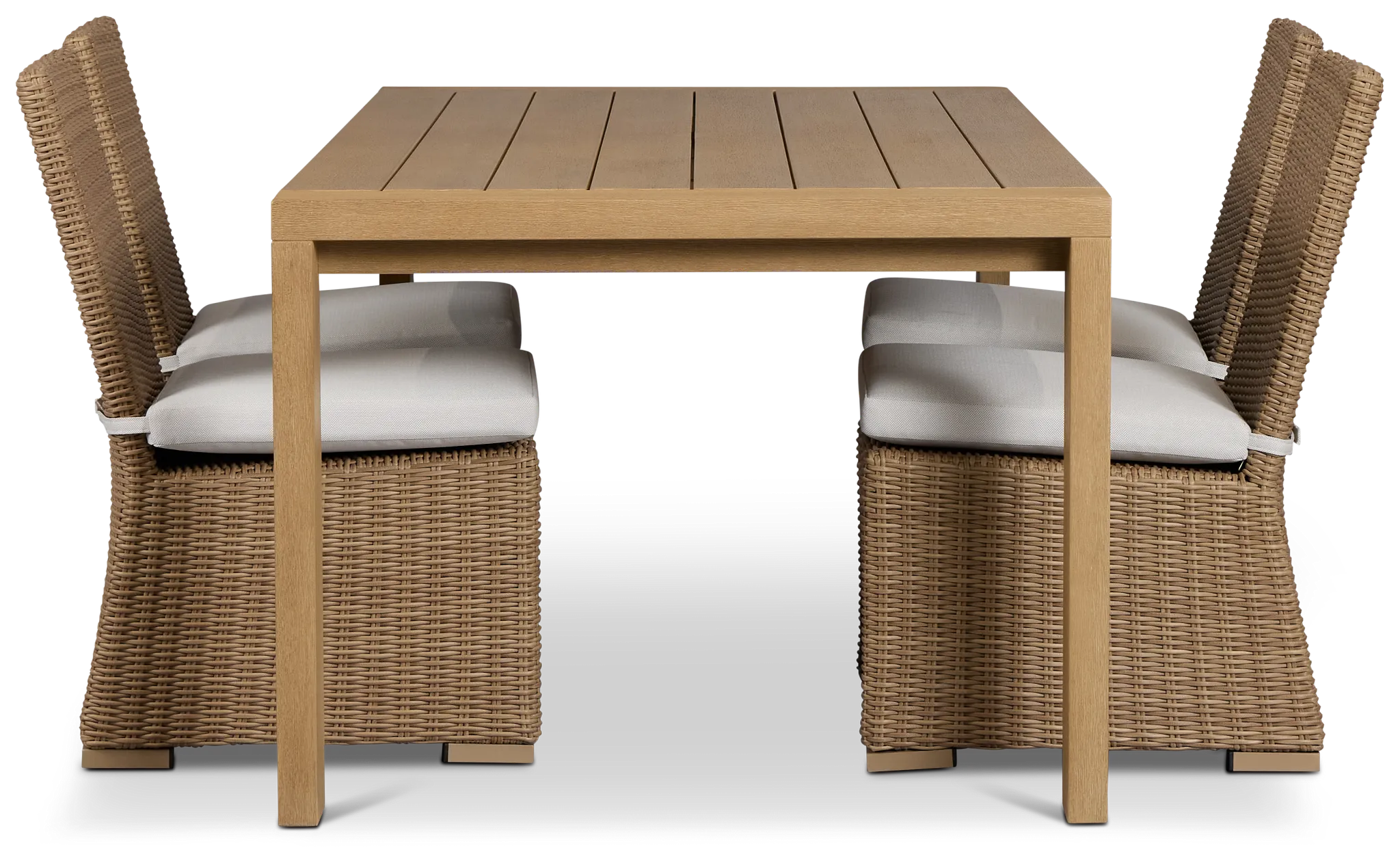 Montecito Mid Tone Rectangular Table & 4 Light Beige Cushioned Chairs