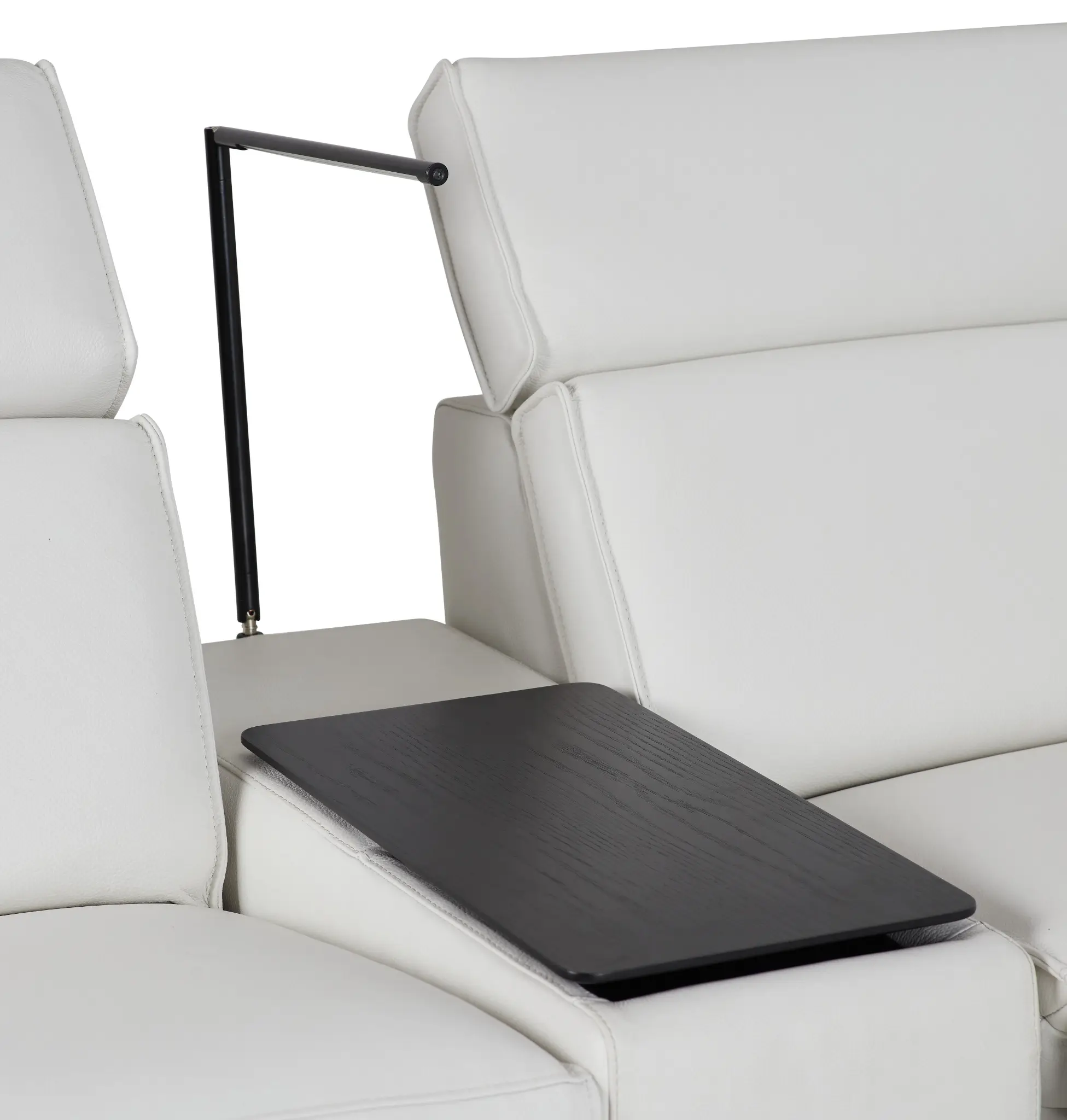 Carmelo White Leather Medium Dual Power Sectional W/right Table & Light Carmelo White Leather Medium Dual Power Sectional W/right Table & Light