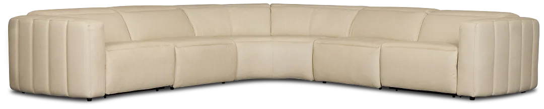 Jace Ivory Lthr/vinyl Small Dual Power Reclining Two-arm Sectional