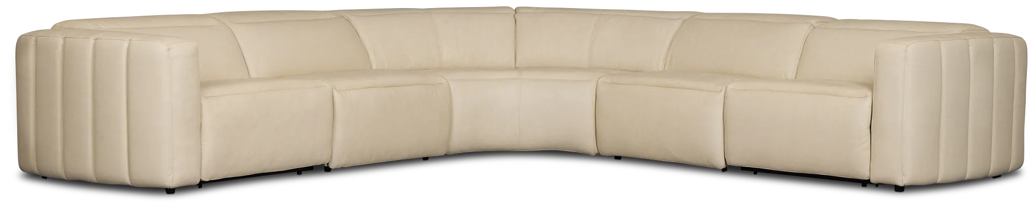 Jace Ivory Lthr/vinyl Small Dual Power Reclining Two-arm Sectional