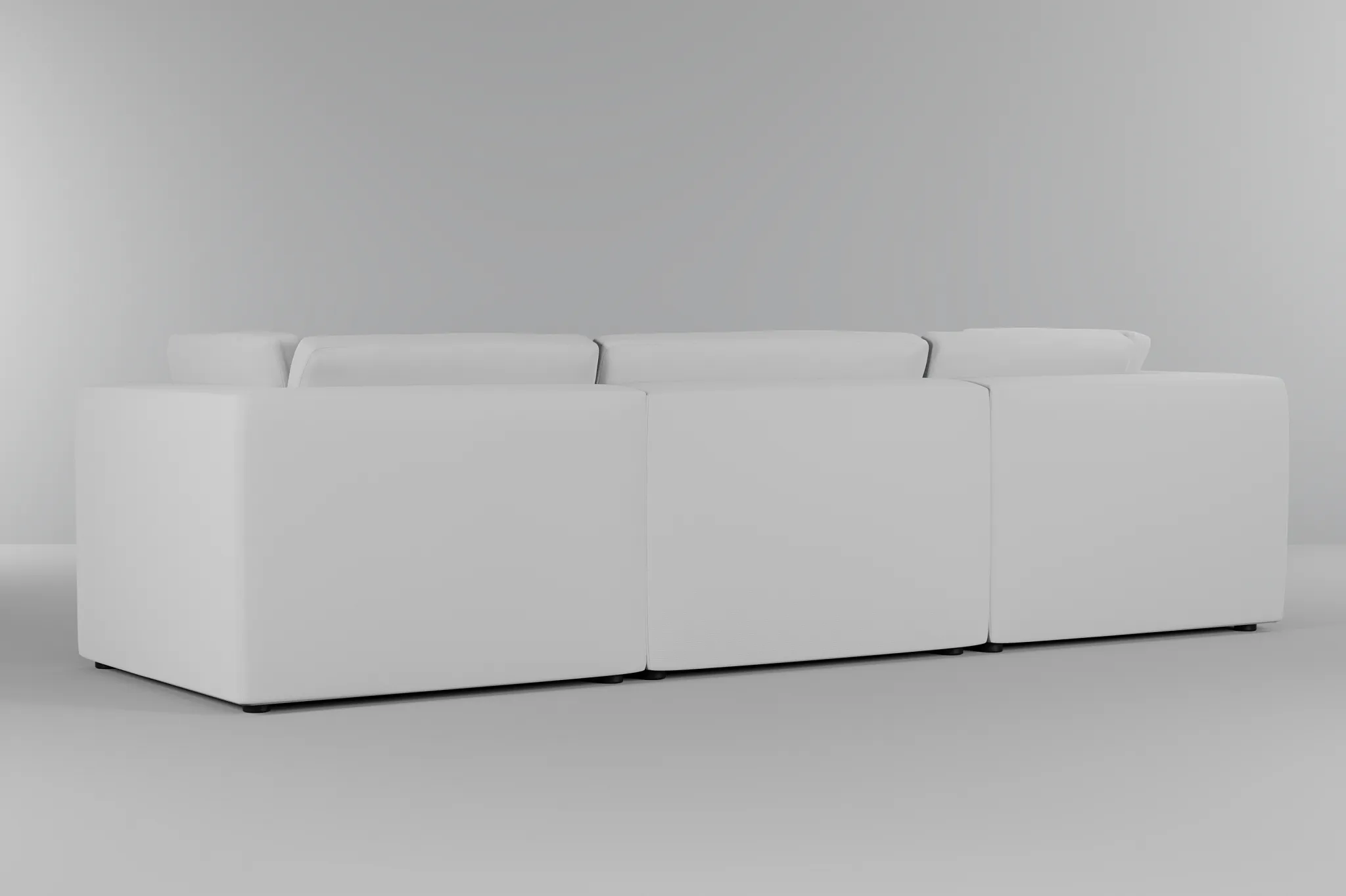 Destin Suave White Fabric 4-piece Bumper Sectional