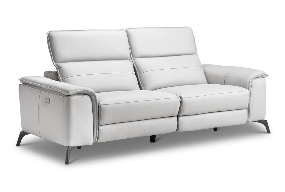Pearson White Leather Power Reclining Sofa Living Room Sofas City Furniture Pearson White Leather Power Reclining, Grey Recliner Sofa Leather