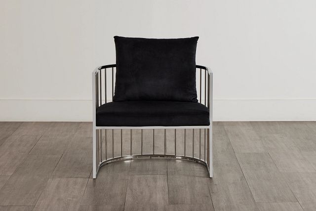 Nia Black Velvet Accent Chair