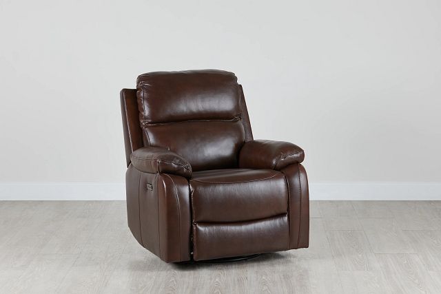 Mason Brown Leather Power Glider Recliner With Power Headrest