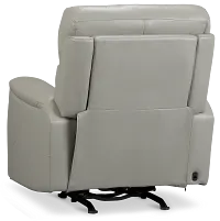 Wells Light Gray Lthr/vinyl Power Recliner With Heat And Massage