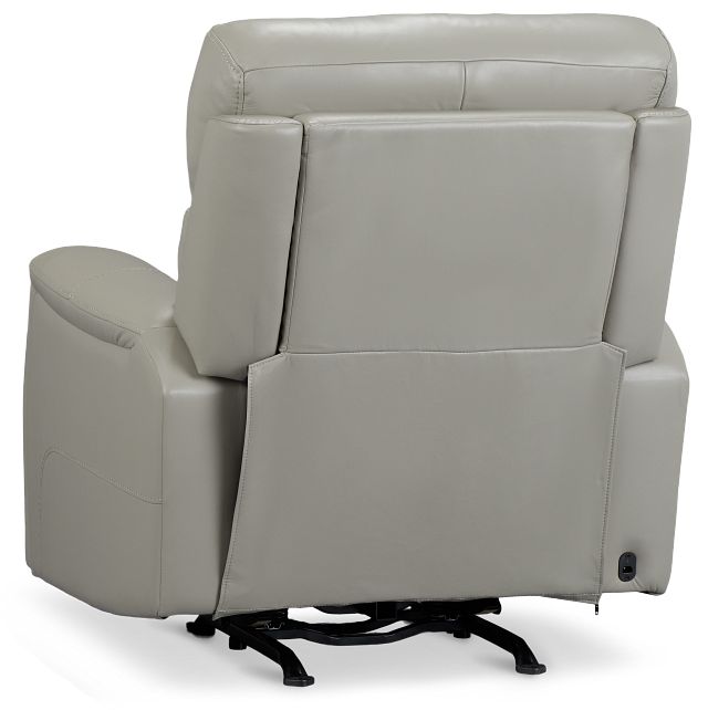 Wells Light Gray Lthr/vinyl Power Recliner With Heat And Massage