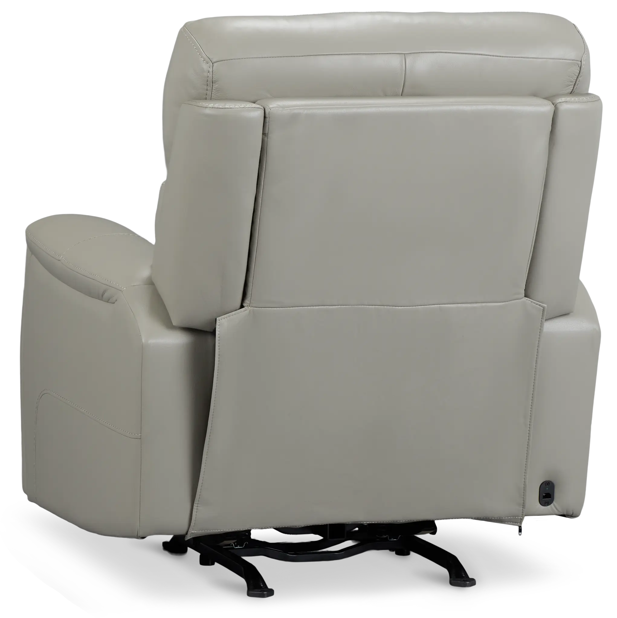 Wells Light Gray Lthr/vinyl Power Recliner With Heat And Massage Wells Light Gray Lthr/vinyl Power Recliner With Heat And Massage