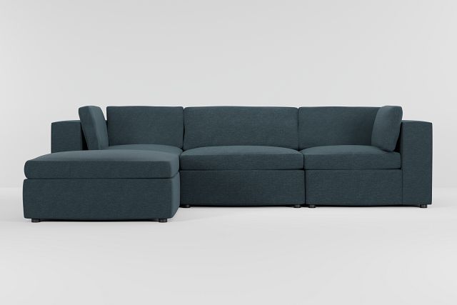 Destin Elevation Dark Blue Fabric 4-piece Bumper Sectional