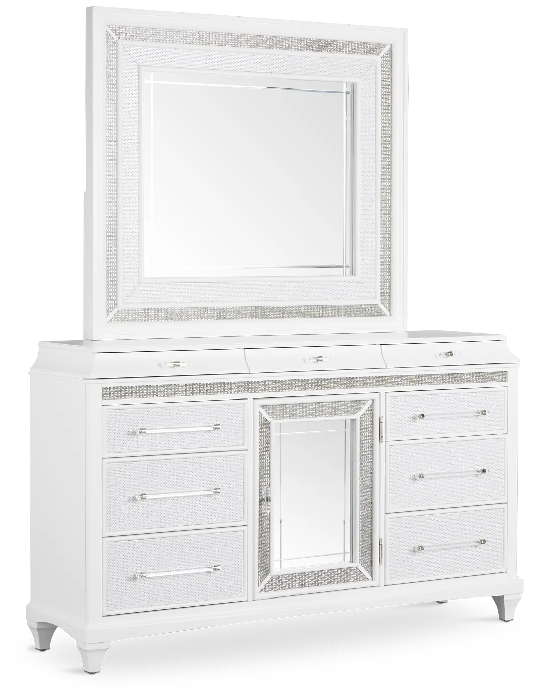 Milan White Dresser & Mirror