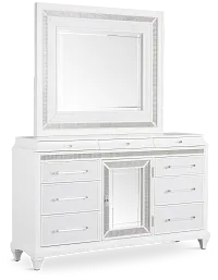 Milan White Dresser & Mirror