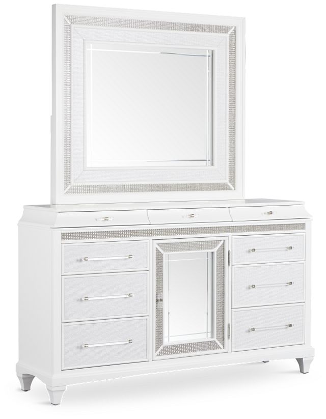 Milan White Dresser & Mirror