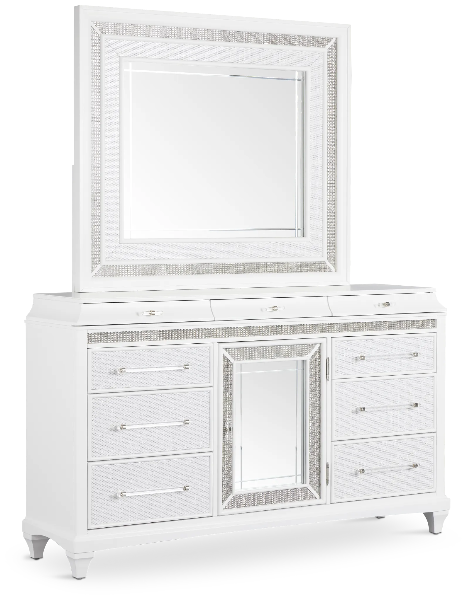 Milan White Dresser & Mirror