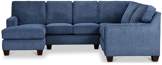 Andie Blue Fabric Medium Left Chaise Sectional