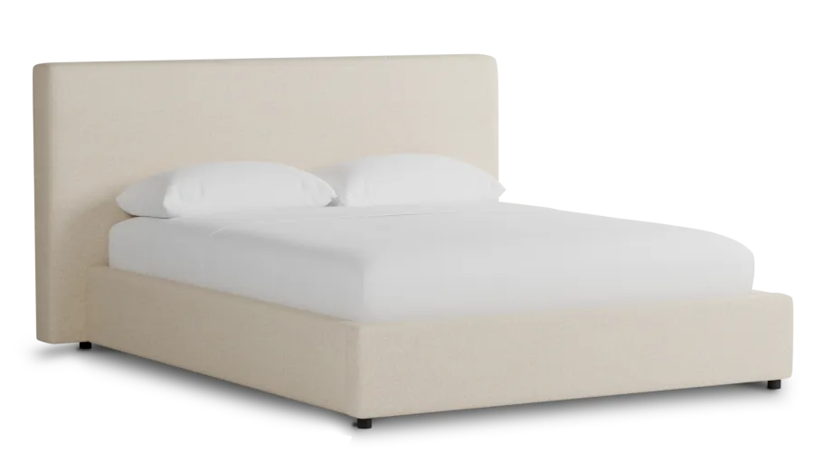 Grayton Merino Light Beige 44" Upholstered Platform Bed