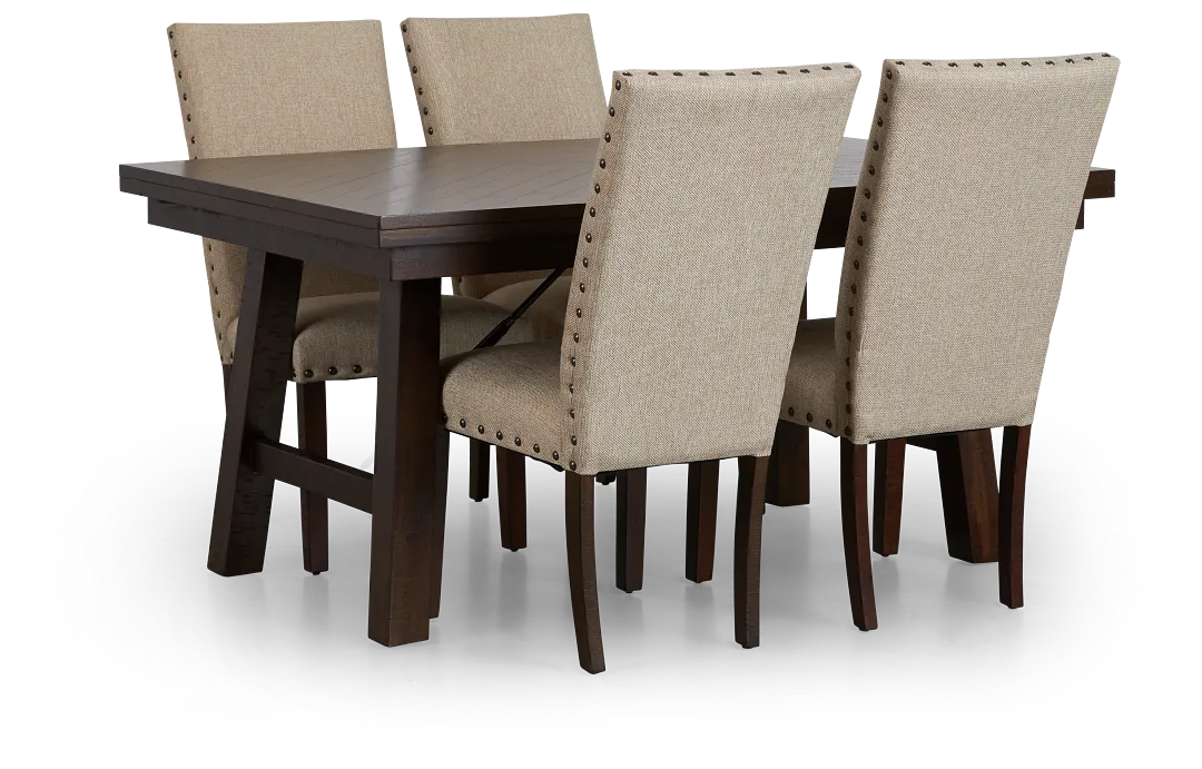 Jax Beige Rect Table & 4 Upholstered Chairs