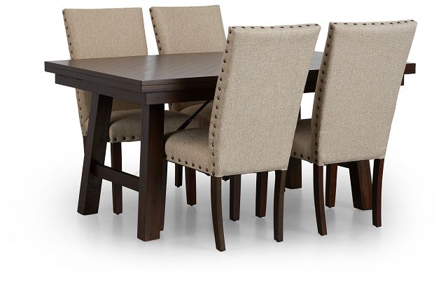 Jax Beige Rect Table & 4 Upholstered Chairs (1)