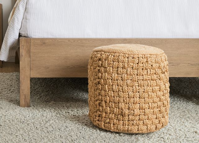 Hari Light Brown Round Accent Pouf