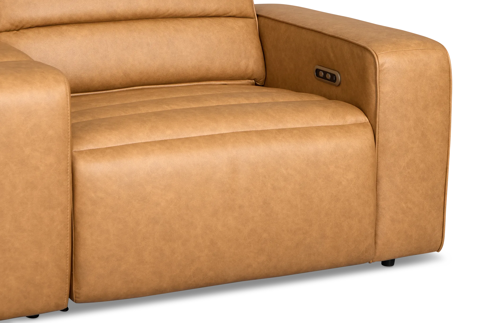 Sawyer Light Brown Micro Power Reclining Console Loveseat