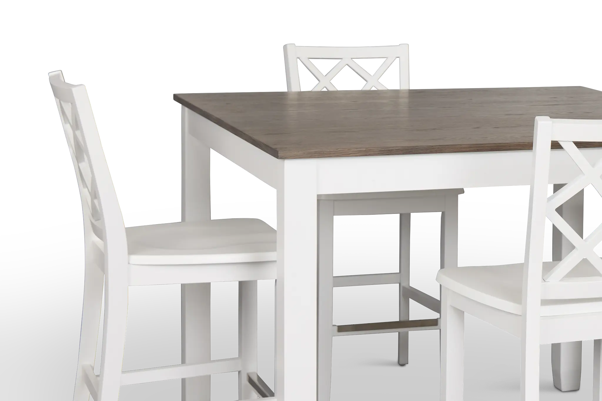Edgartown Two-tone Square High Table & 4 White Wood Barstools Edgartown Two-tone Square High Table & 4 White Wood Barstools