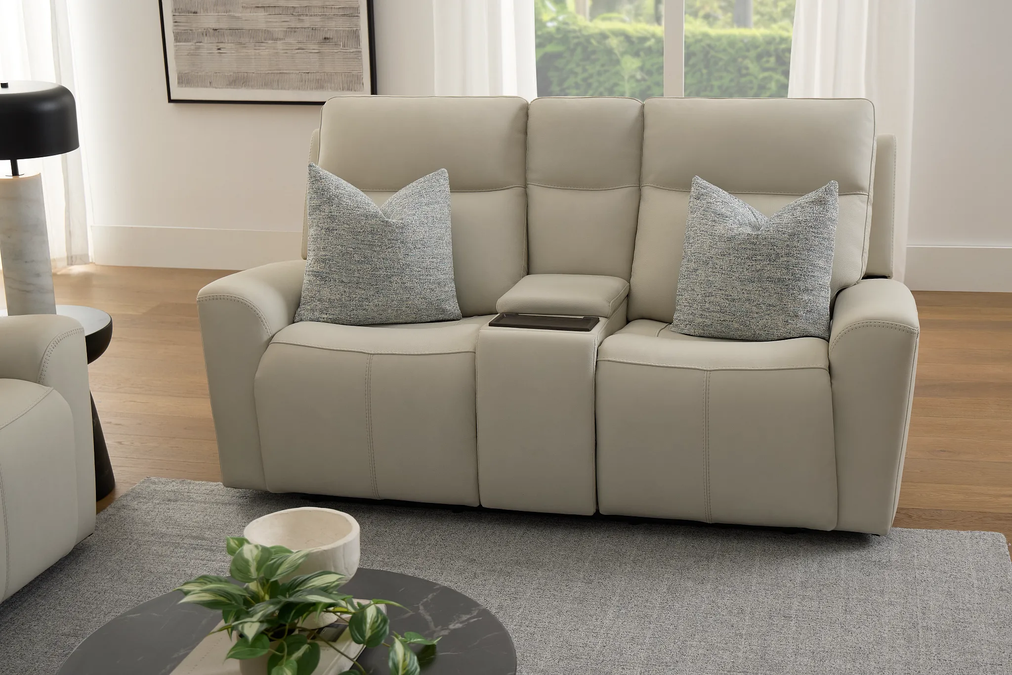 Flexsteel Sterling Ivory Lthr/vinyl Power Reclining Loveseat