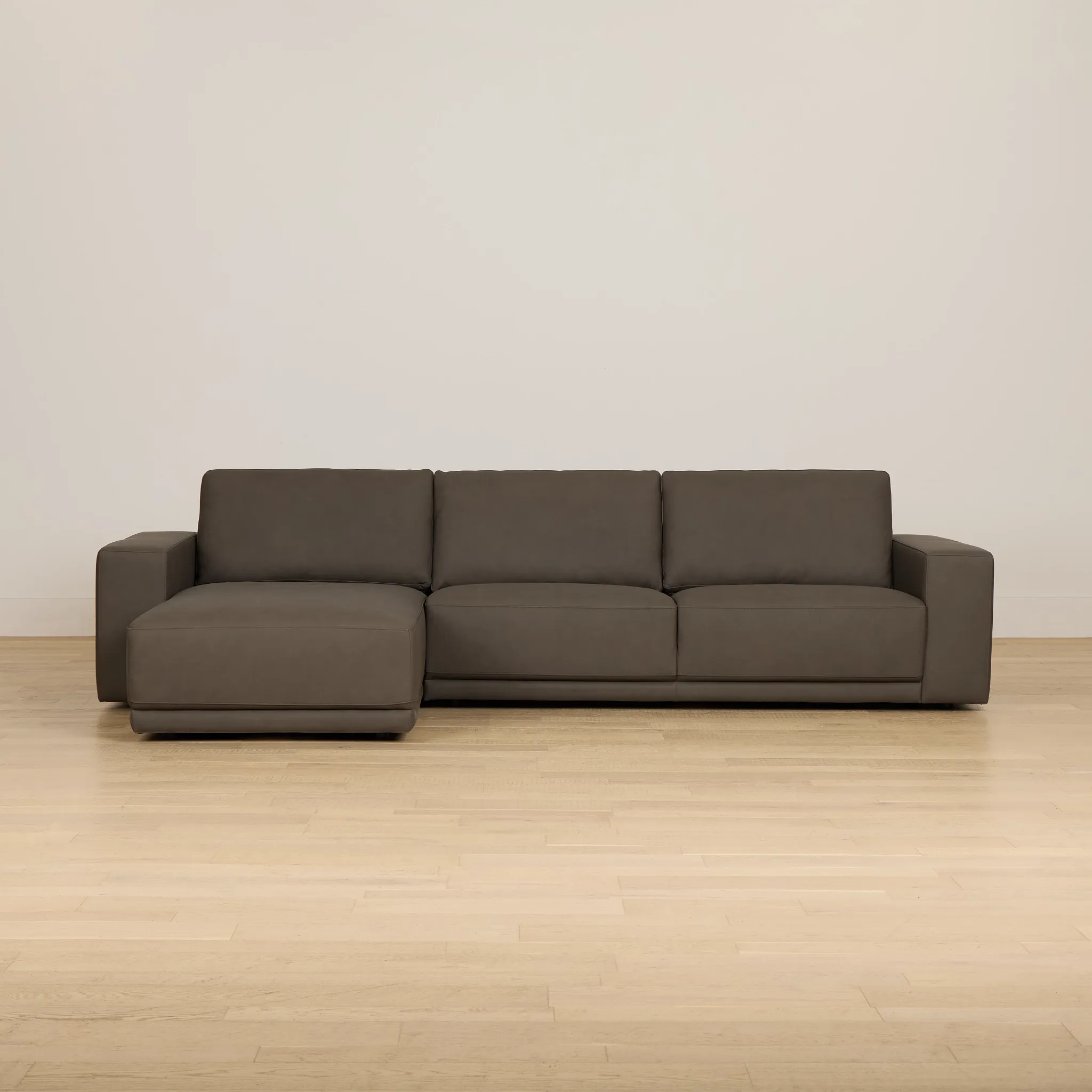 Kellan Dark Gray Leather Left Chaise Sectional