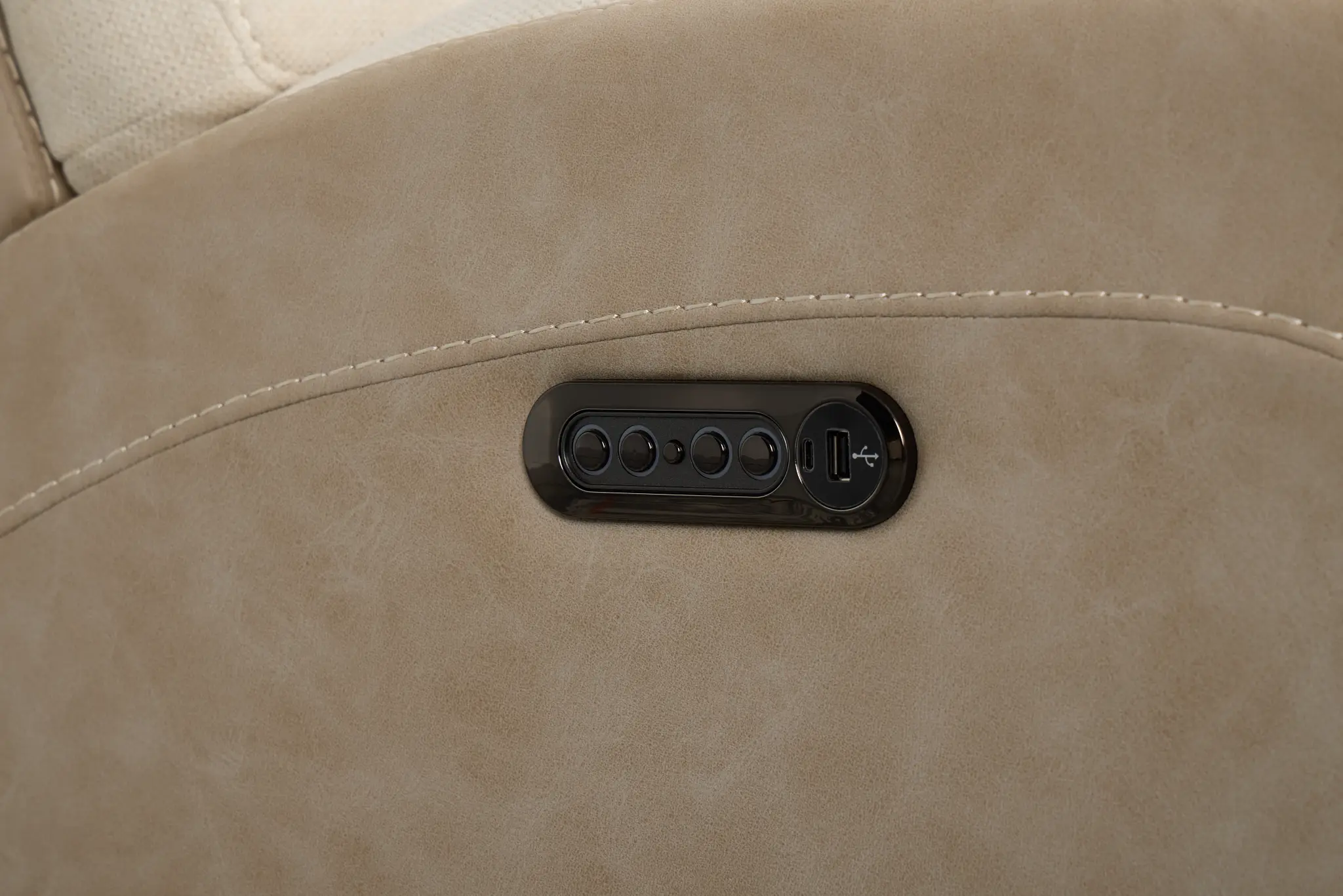 Travis Light Beige Fabric Power Reclining Console Loveseat Travis Light Beige Fabric Power Reclining Console Loveseat