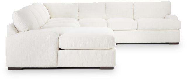 Alpha White Fabric Large Left Chaise Sectional