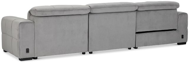Gemma Light Gray Velvet Left Chaise Power Reclining Sectional
