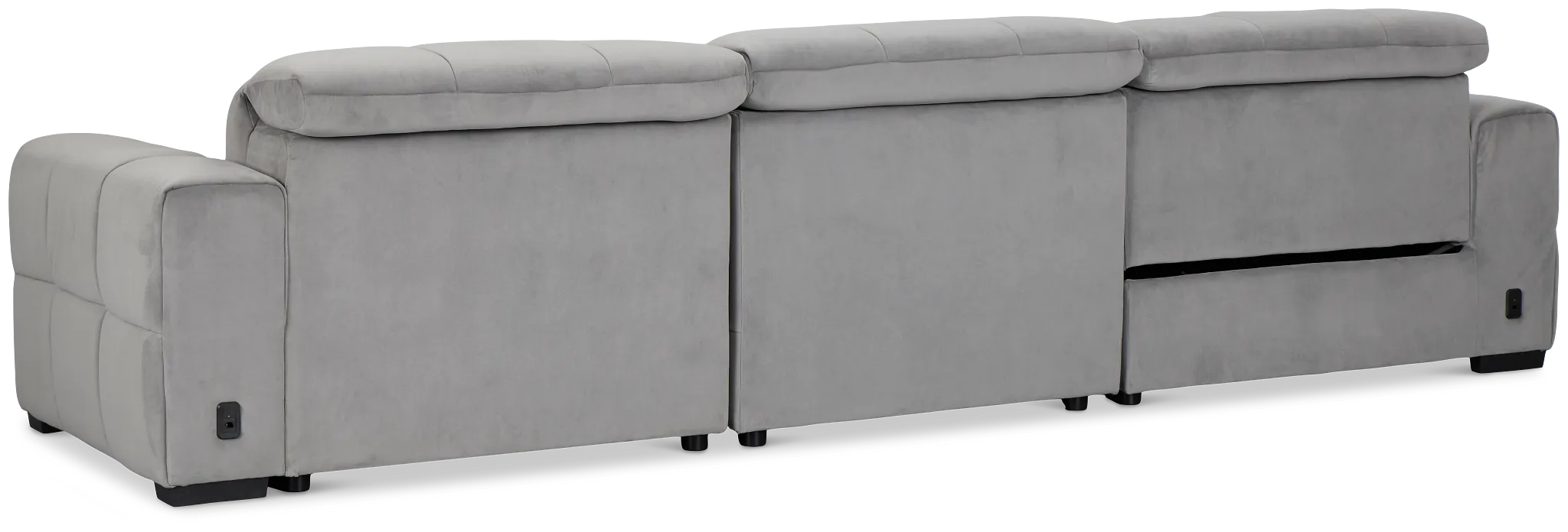 Gemma Light Gray Velvet Left Chaise Power Reclining Sectional