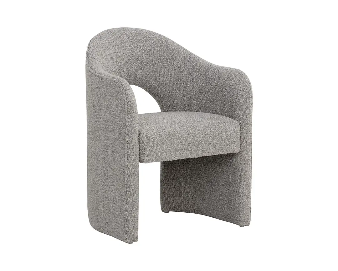 Callan Gray Curved Upholstered Arm Chair Callan Gray Curved Upholstered Arm Chair