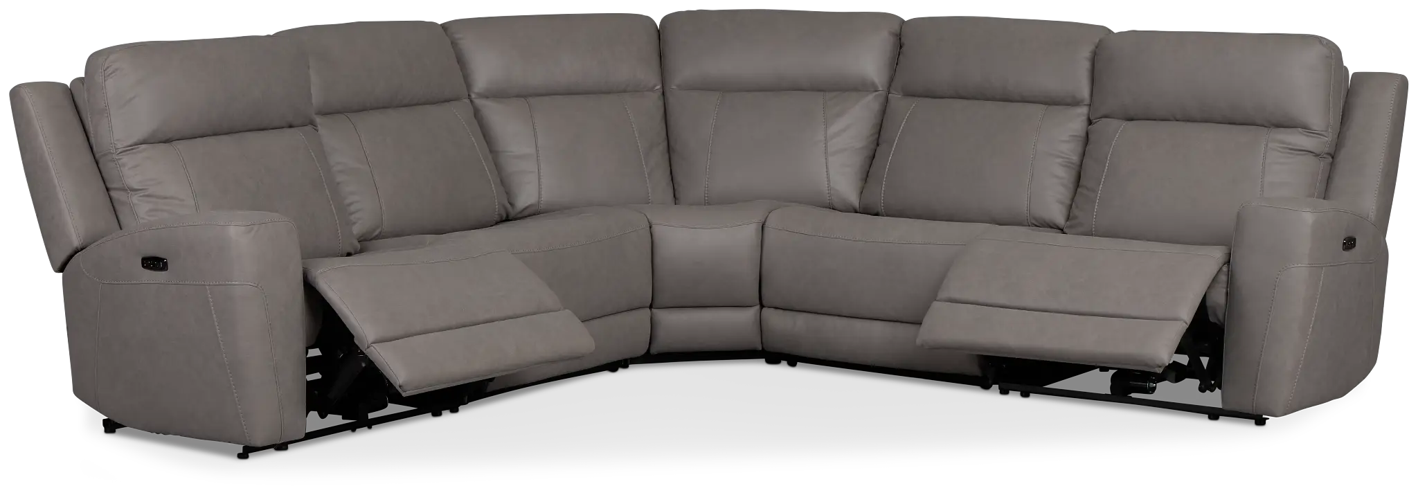 Colton Light Gray Micro Small Two-arm Power Reclining Sectional Colton Light Gray Micro Small Two-arm Power Reclining Sectional