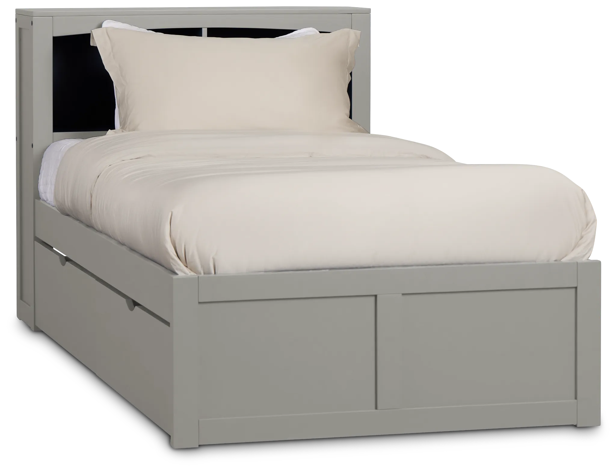 Charleston Gray Bookcase Bed With 2 Storage Drawers