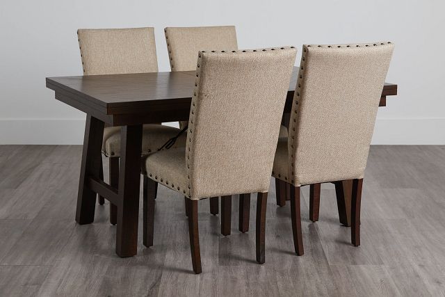 Jax Beige Rect Table & 4 Upholstered Chairs