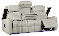 Nova Light Gray Leather/Vinyl Power Reclining Sofa with Massage