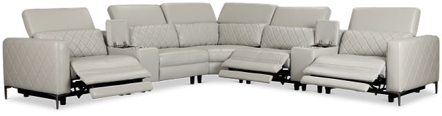 Ava Light Gray Micro Large Triple Power Reclining Two-arm Sectional