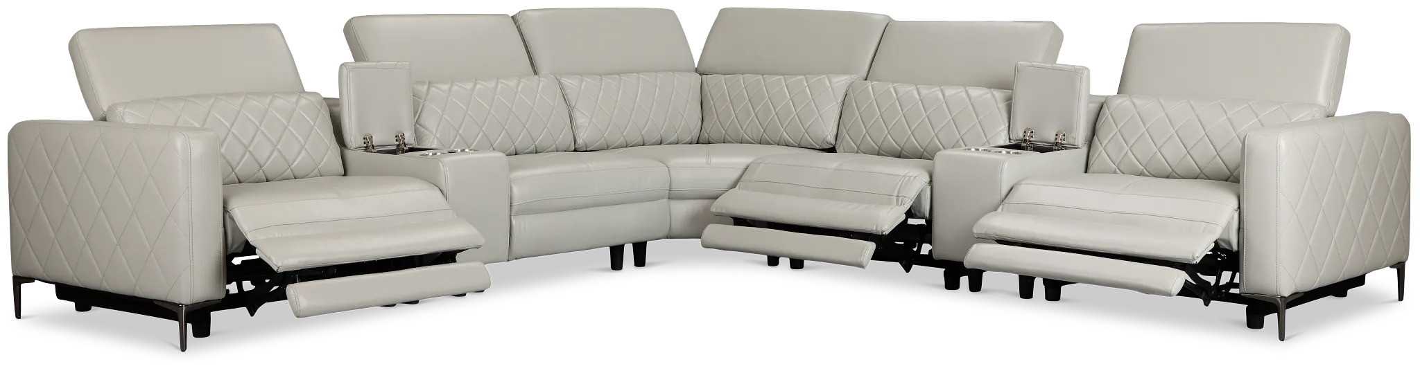 Ava Light Gray Micro Large Triple Power Reclining Two-arm Sectional