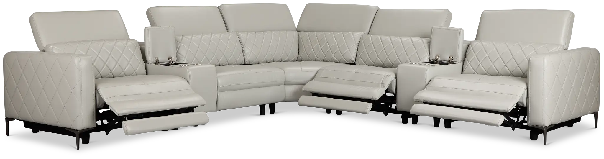 Ava Light Gray Micro Large Triple Power Reclining Two-arm Sectional Ava Light Gray Micro Large Triple Power Reclining Two-arm Sectional