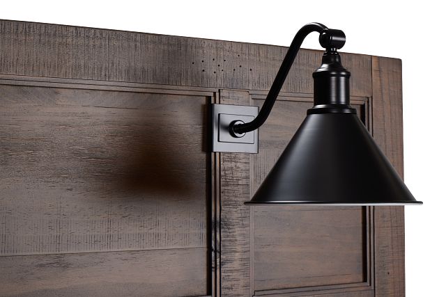 Heron Cove Mid Tone Panel Headboard With Lights