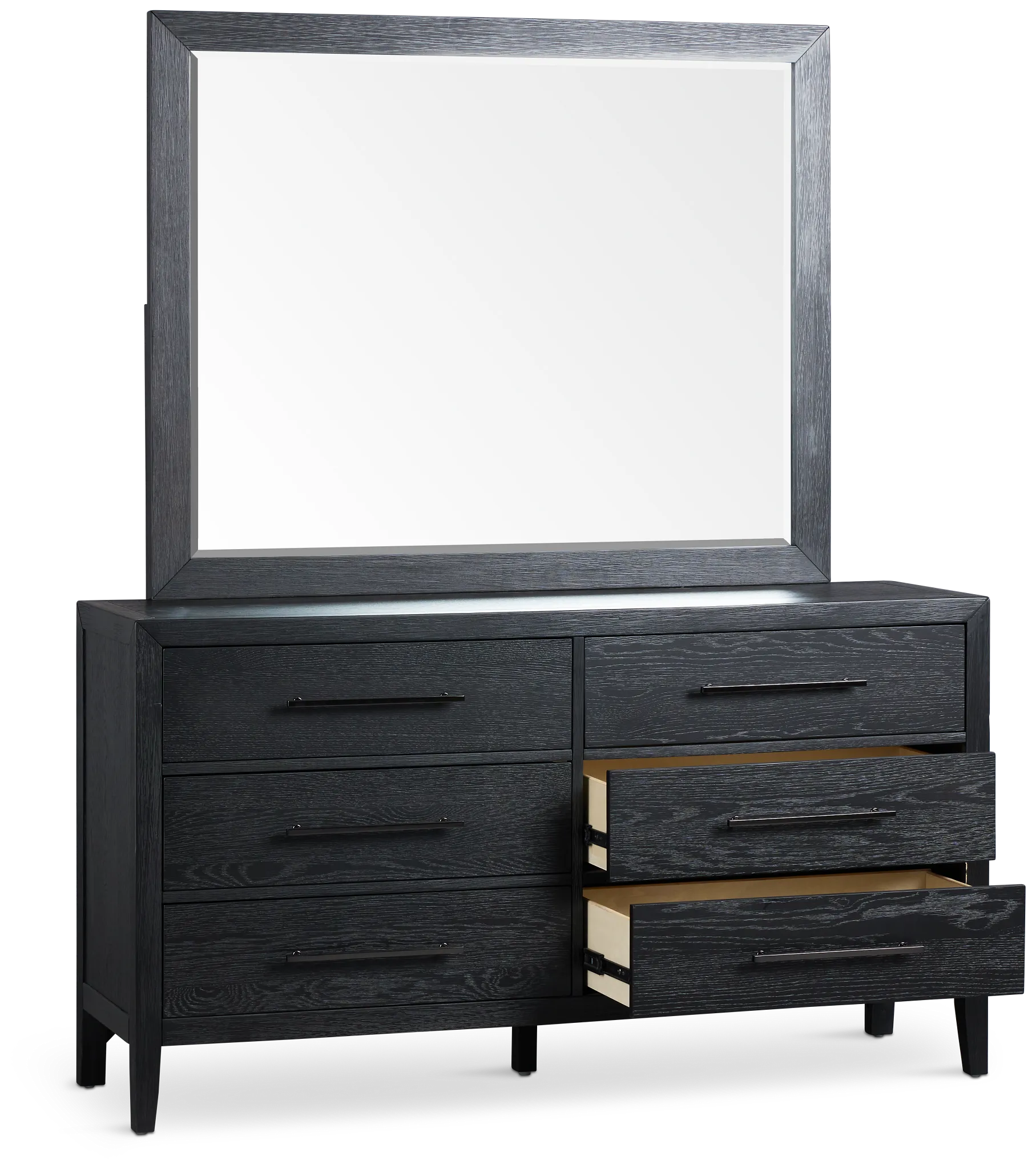 Alden Black Dresser & Mirror