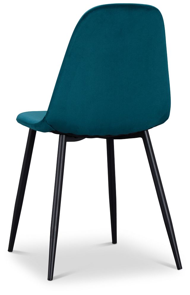 Havana Teal Velvet Upholstered Side Chair W/ Black Legs
