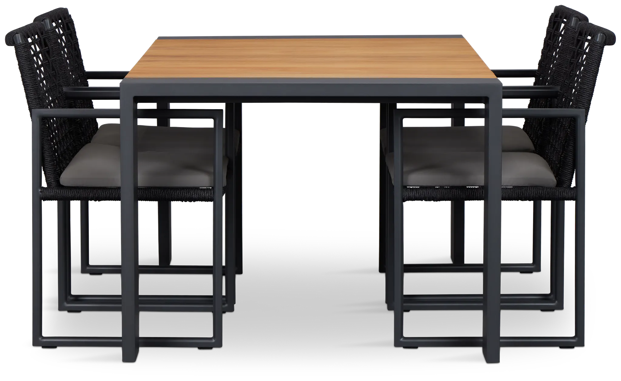 Sunrise Teak 65" Rectangular Table & 4 Aluminum Arm Chairs