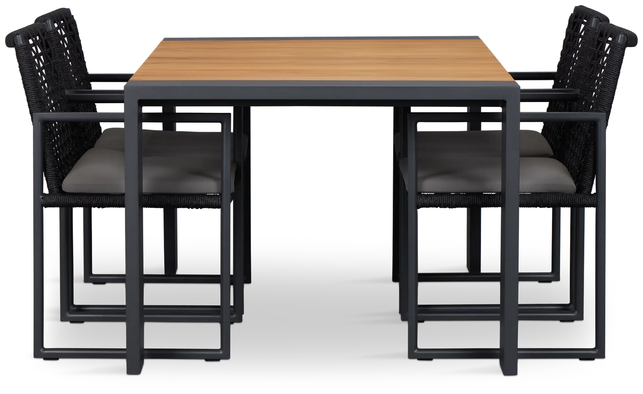 Sunrise Teak 65" Rectangular Table & 4 Aluminum Arm Chairs Sunrise Teak 65" Rectangular Table & 4 Aluminum Arm Chairs