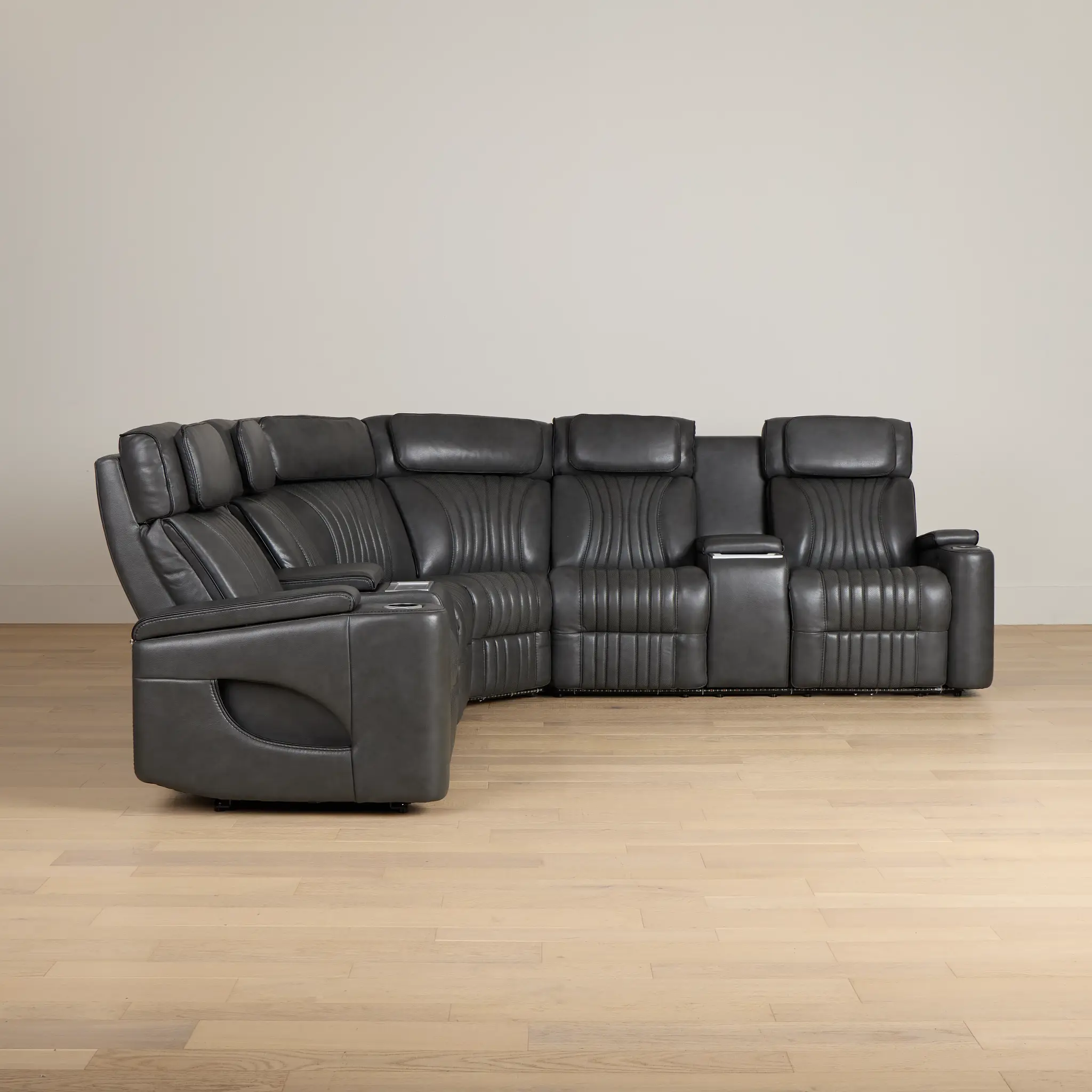 Nova Dark Gray Lthr/vinyl Medium 2-arm Dual Power Massage Sectional Nova Dark Gray Lthr/vinyl Medium 2-arm Dual Power Massage Sectional