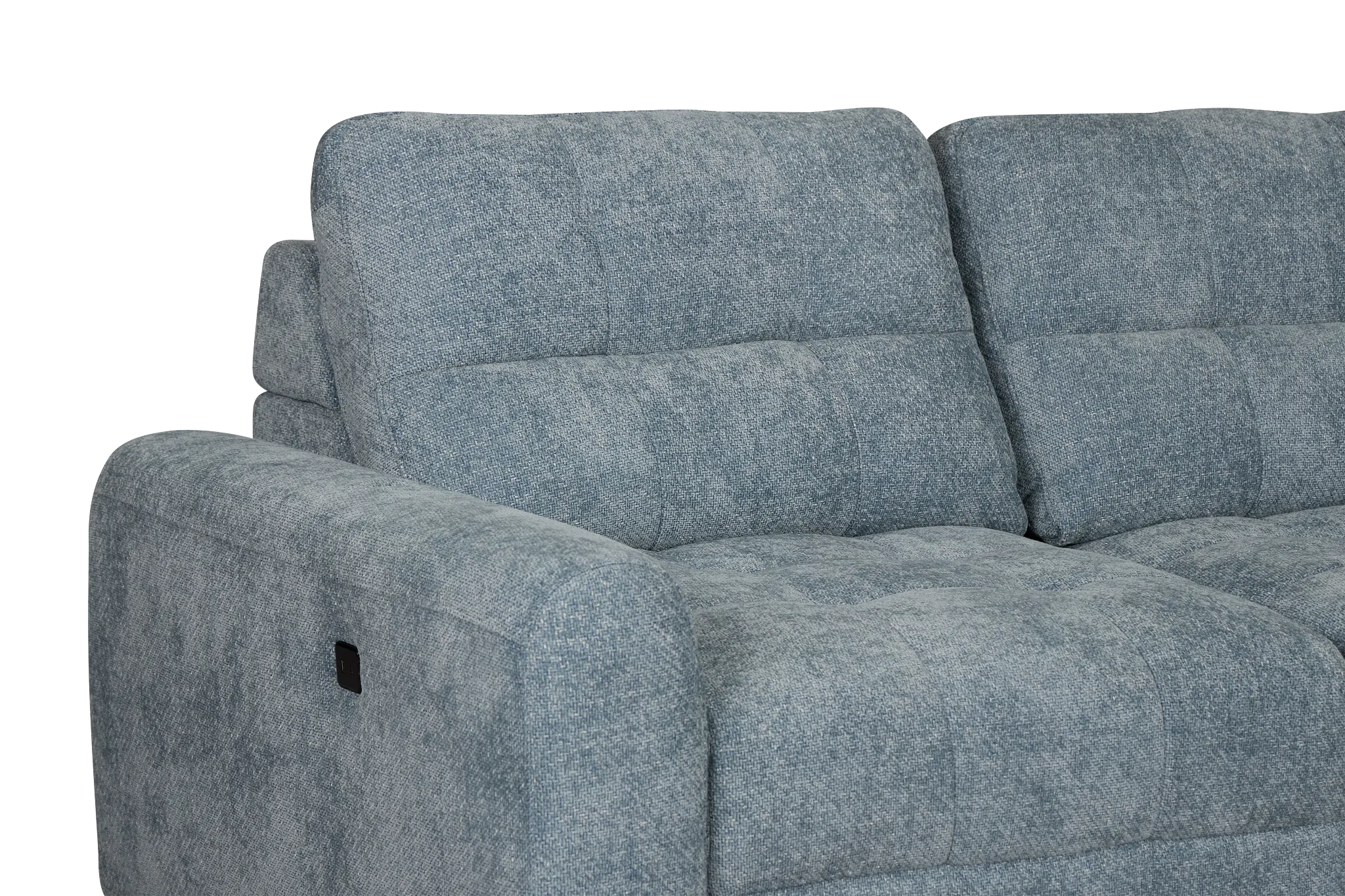 Hendrix Light Blue Fabric Right Dual Power Extension Chaise Sectional